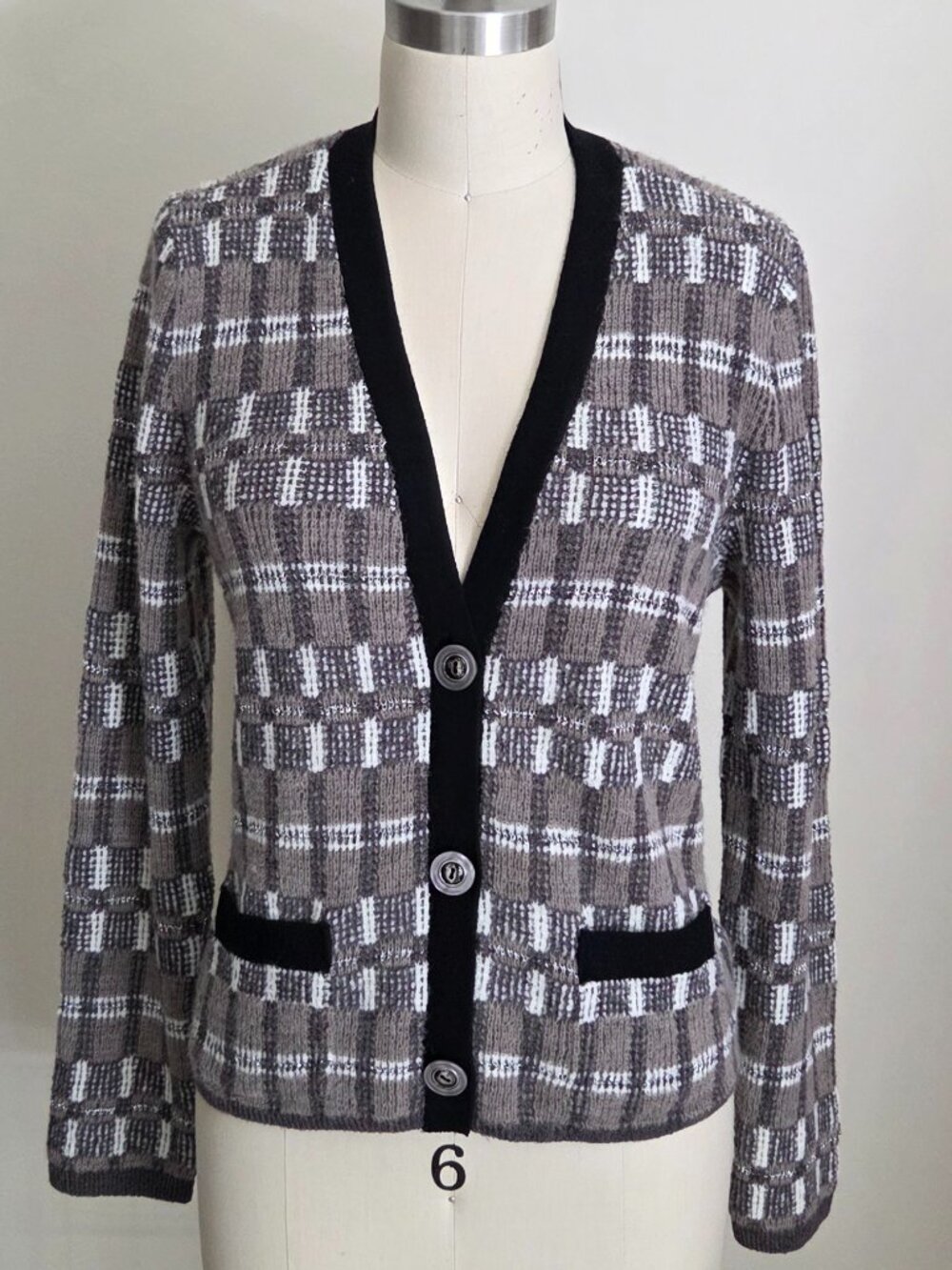 NWT NIC+ZOE Grayson Grid Mix Cardigan Black Multi